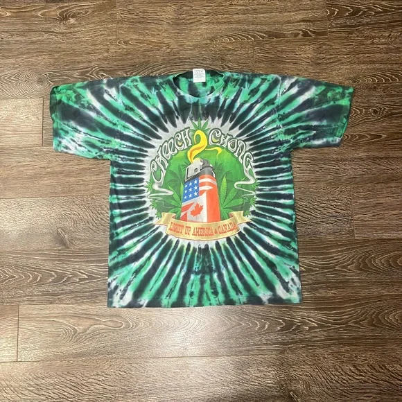 Green Cheech & Chong Tie Dye tour Tshirt - Picture 1 of 5